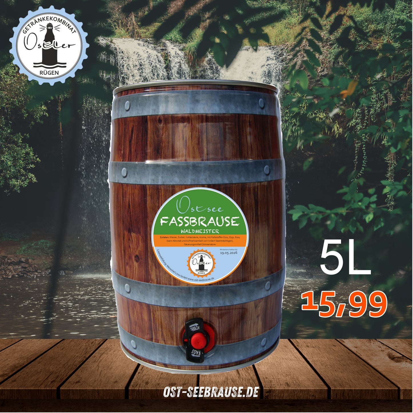 Ostsee Waldmeister Fassbrause 5L Fass